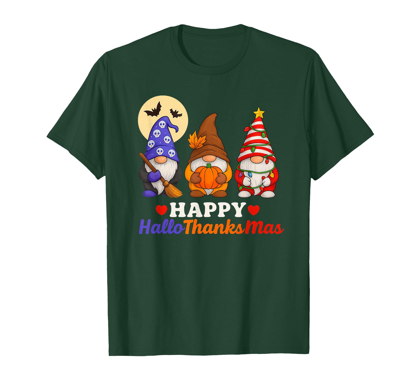 Halloween Thanksgiving Christmas Happy HalloThanksMas Gnomes T-Shirt