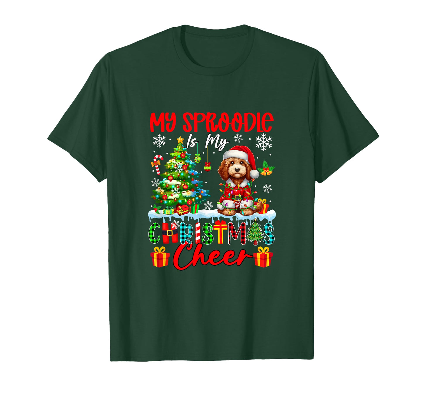My Sproodle is My Xmas Cheer Funny Santa Dog Owner Kids T-Shirt