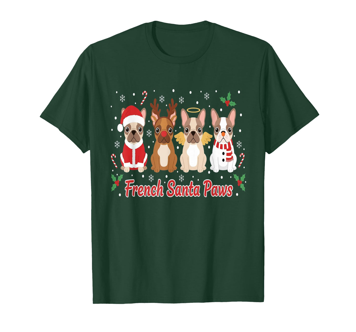 French Bulldog Santa Funny Christmas Dog Lover Holiday T-Shirt