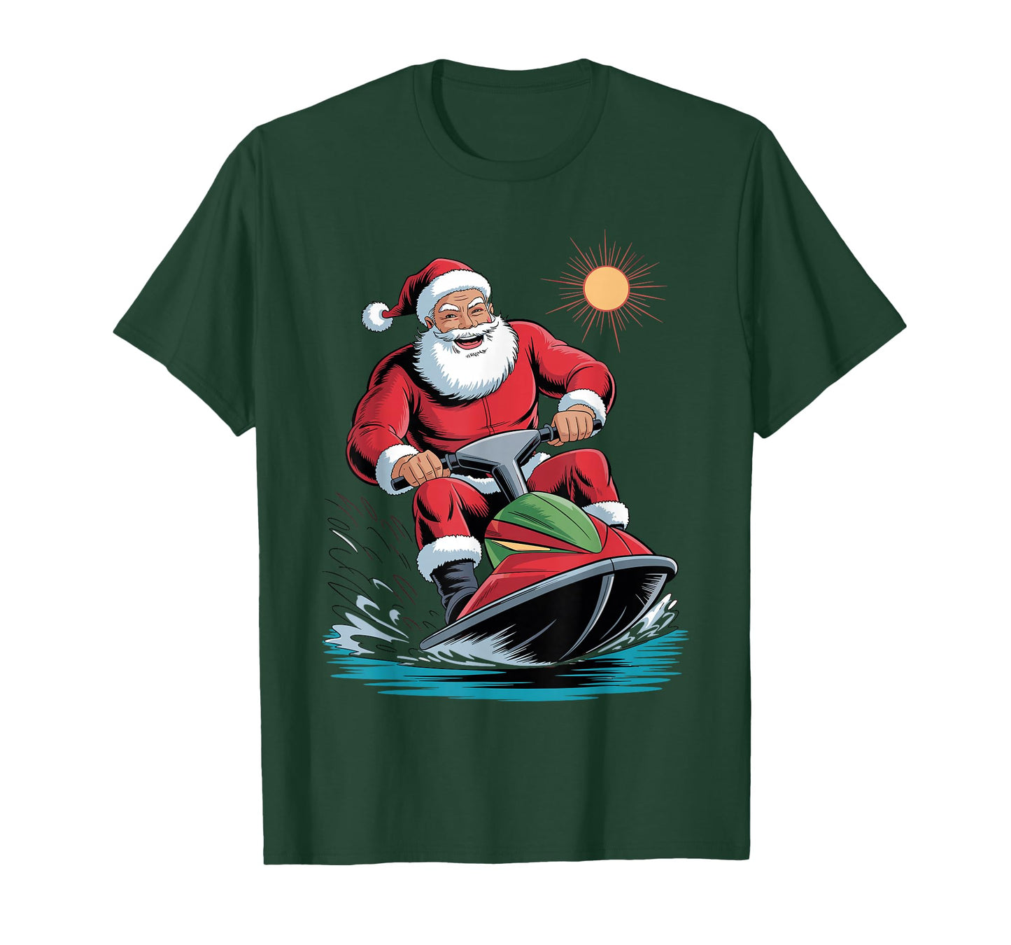 Funny Santa Jet Skiing Holiday Christmas Xmas Pajama T-Shirt