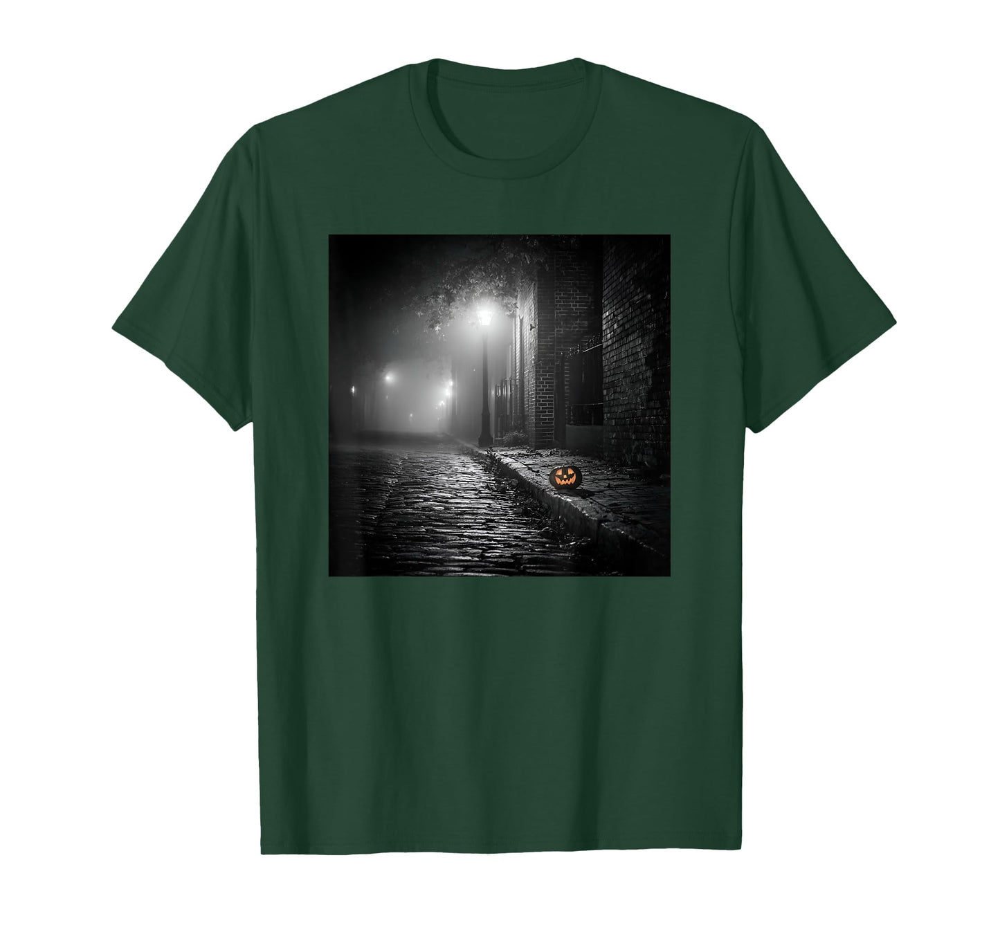 Spooky Victorian Street Lamp Pumpkin Halloween T-Shirt