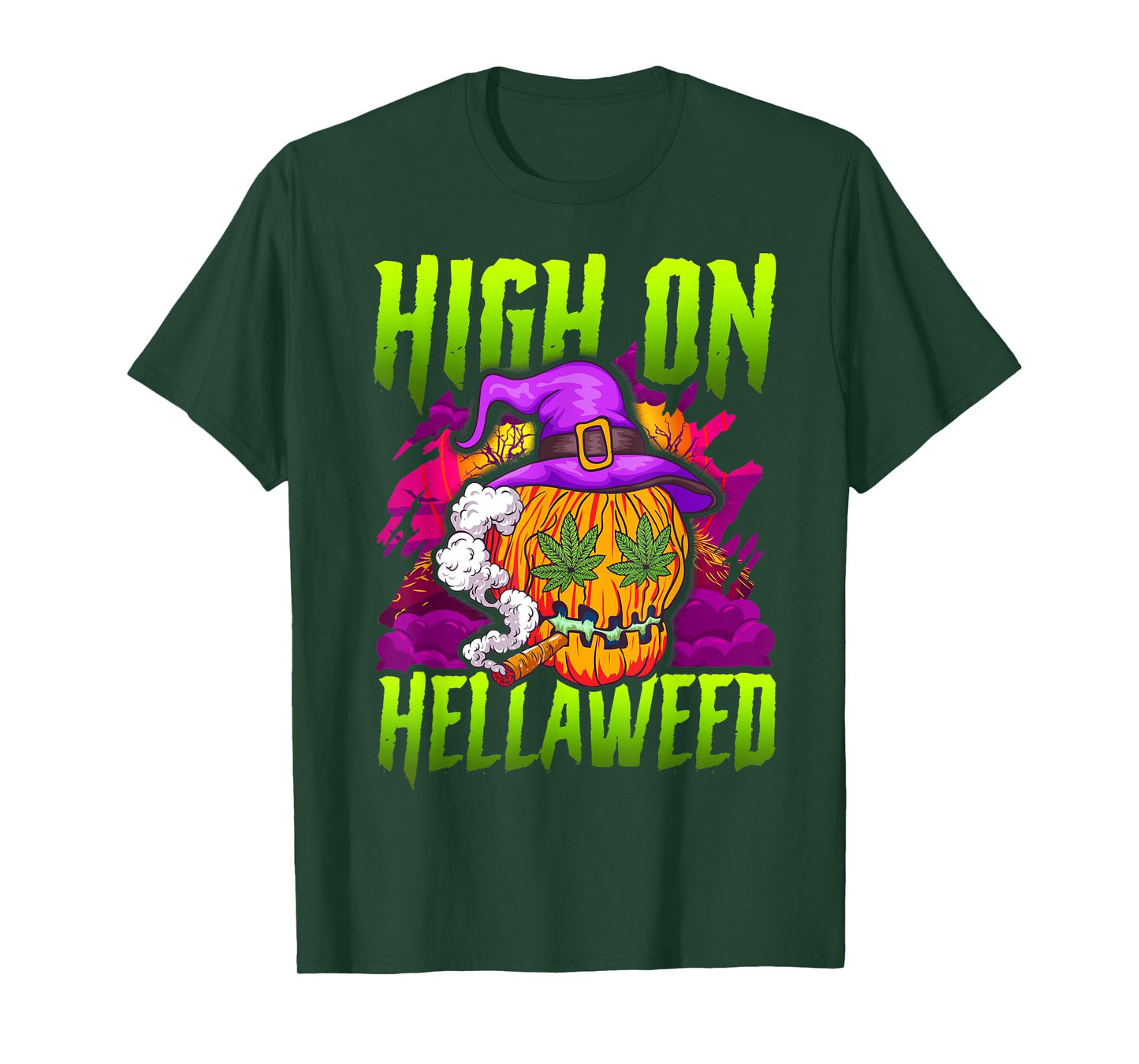 Halloween Pumpkin Stoner T-Shirt Weed Joint Smoking T-Shirt