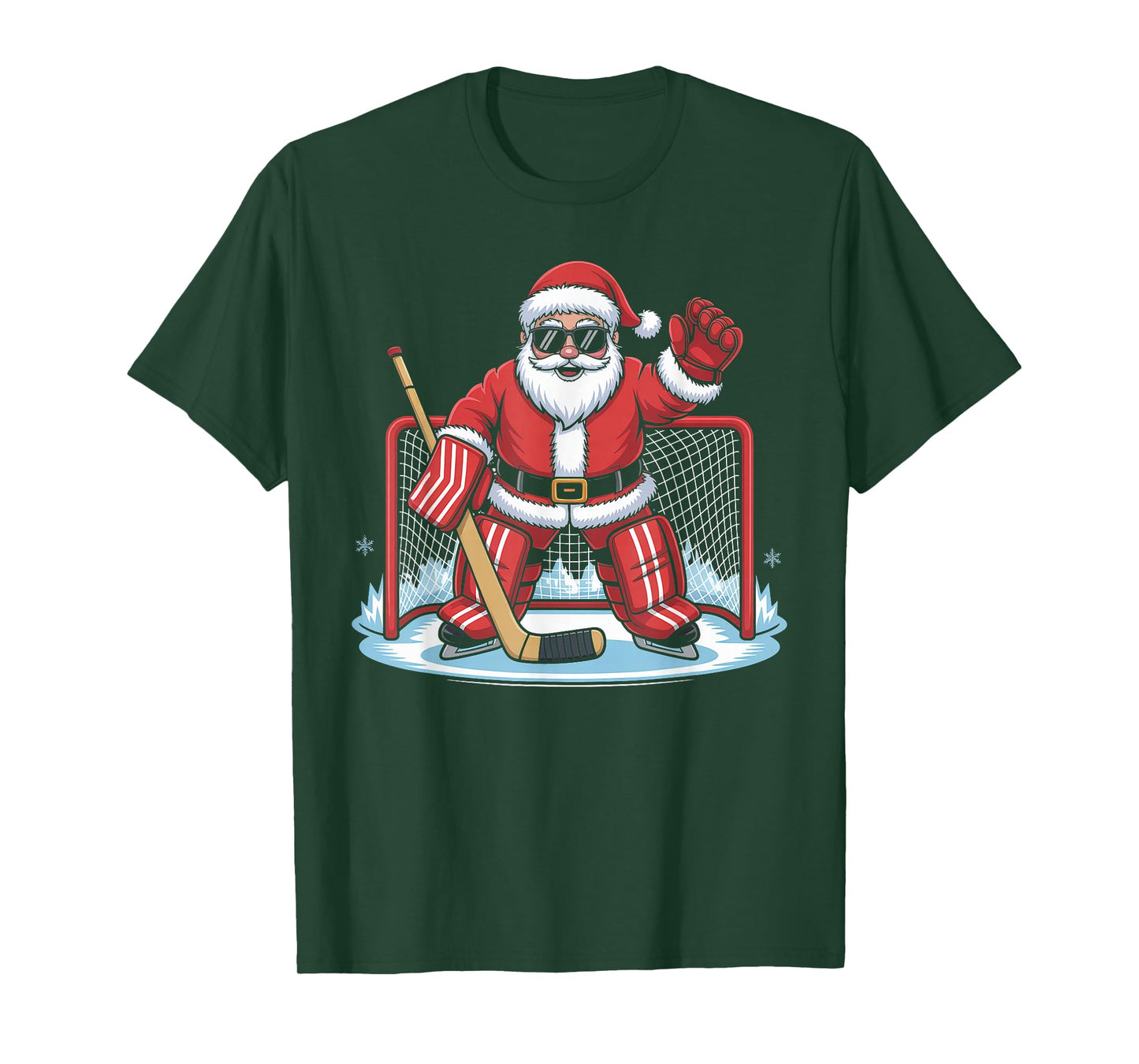 Hockey Santa Goalie Funny Ice Hockey Winter Christmas T-Shirt