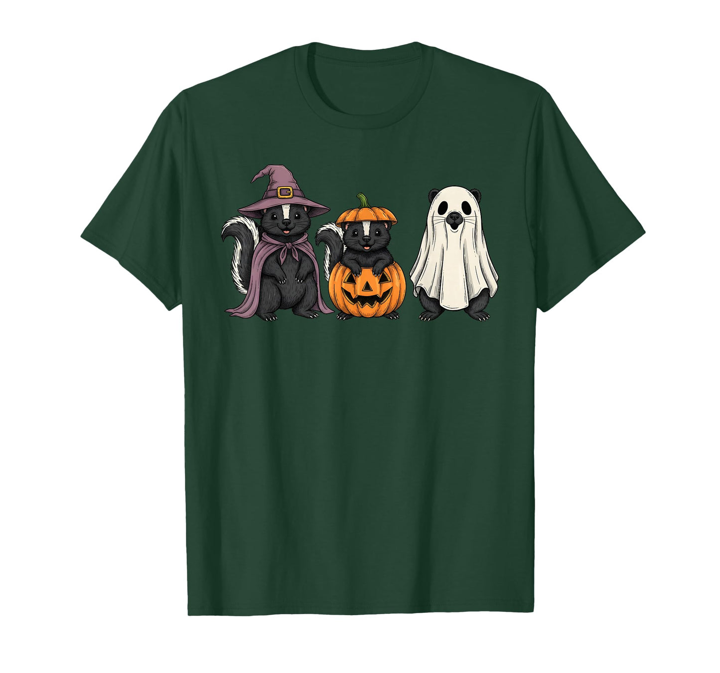 Spooky Ghost Skunk Lover Pumpkin Halloween T-Shirt