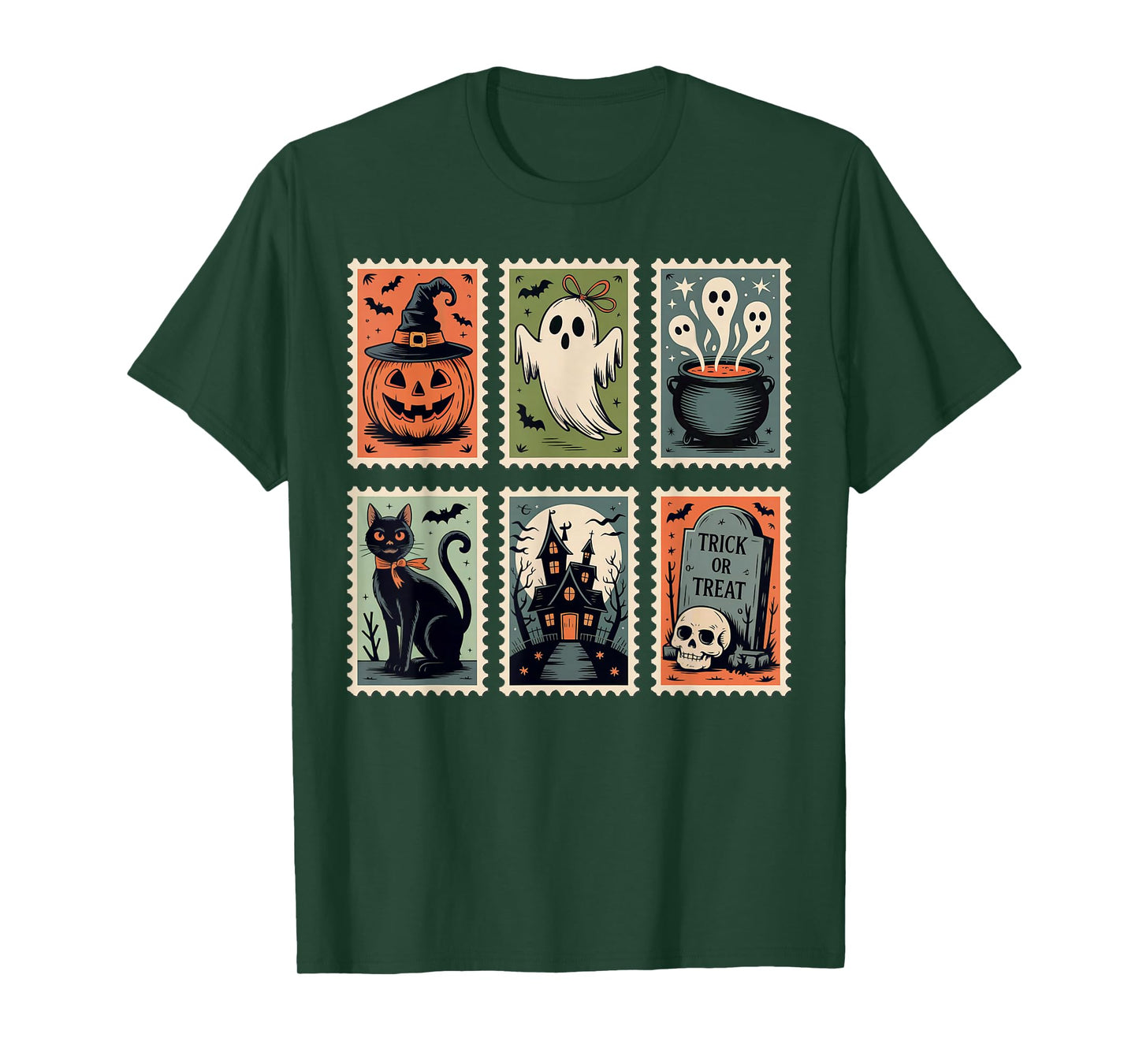 Halloween Ghost Pumpkin Black cat Haunted House Graveyard T-Shirt