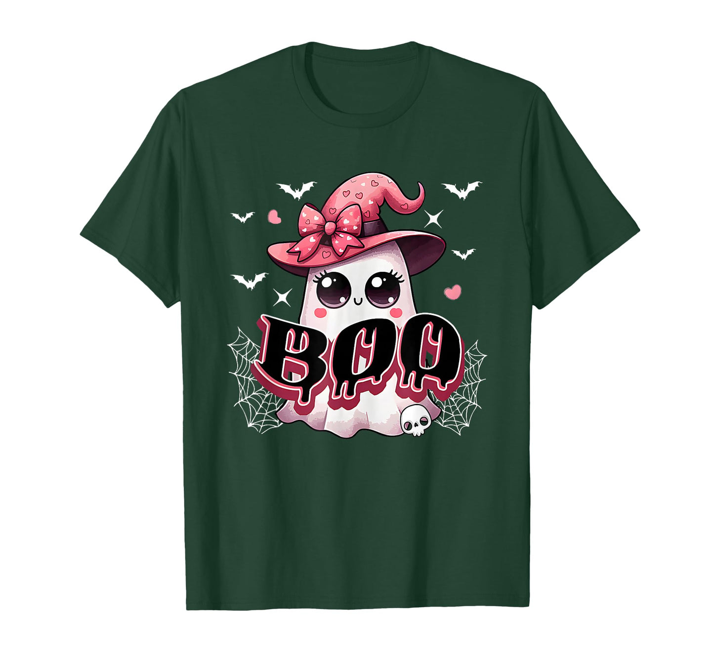 Cute Coquette Bow Pink Spooky Boo Ghost Pumpkin Halloween T-Shirt