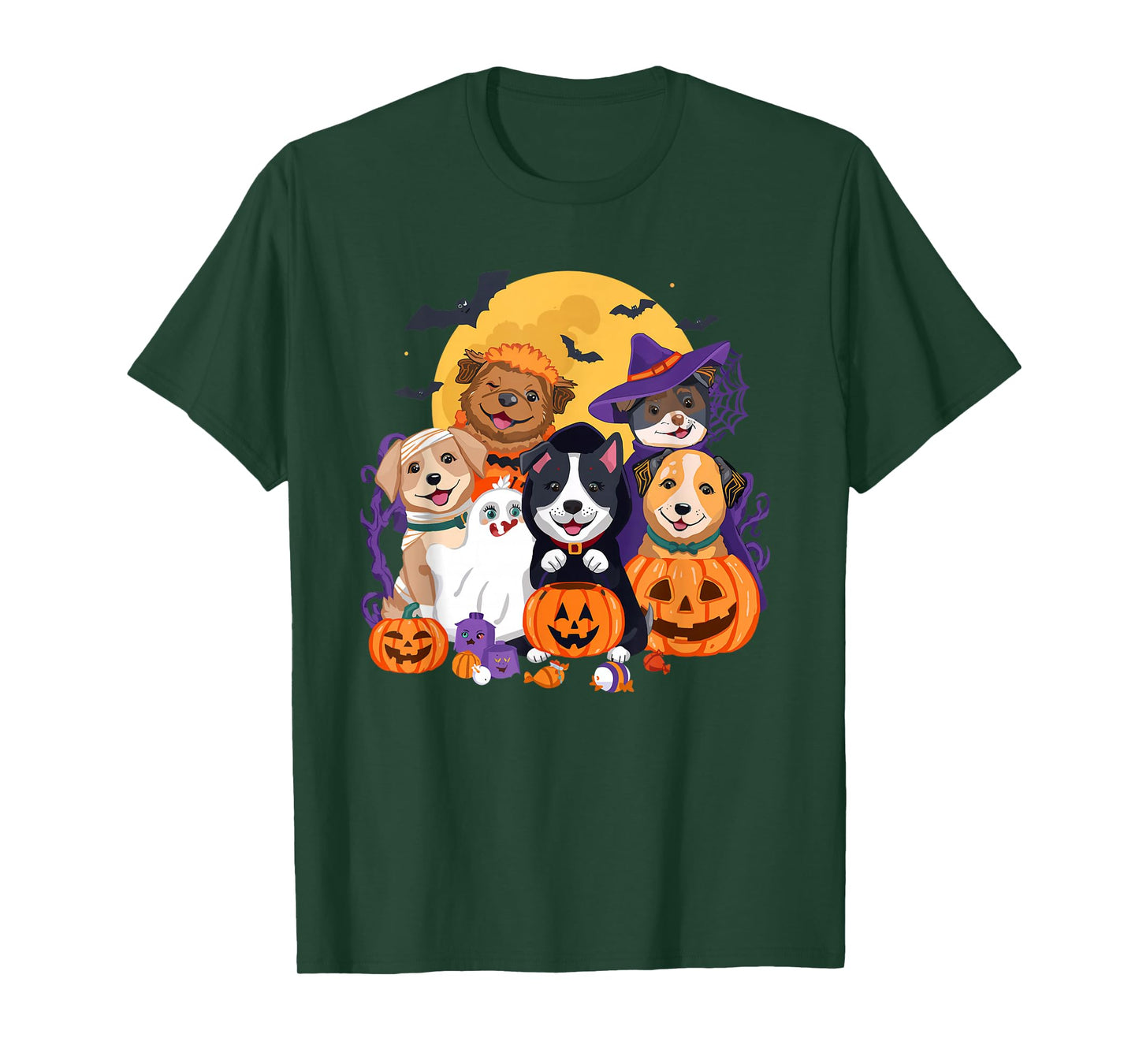 Cute Mummy Witch Ghost Halloween Dog Costume Men Women Kids T-Shirt