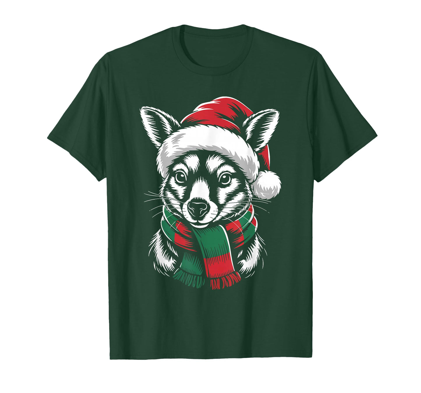 Wallaby Xmas Santa Hat Scarf Christmas Costume T-Shirt