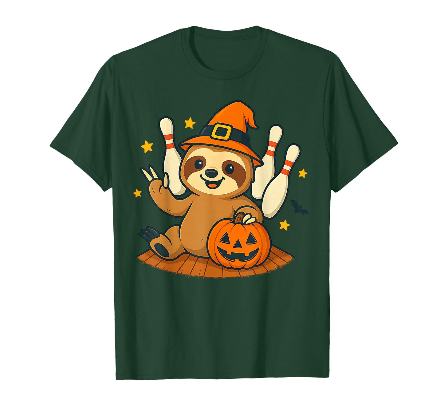 Cute Sloths Cool Sloths Halloween Pumpkin Witch Bowling T-Shirt
