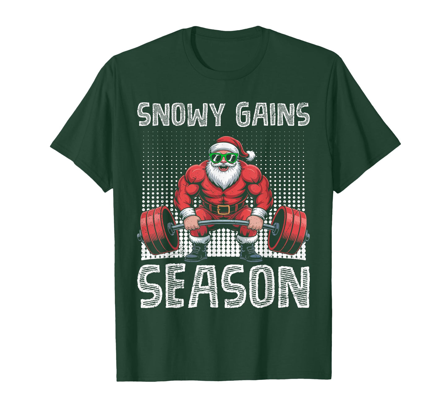 Santa Claus Snowy Gains Season Funny Weight Training T-Shirt
