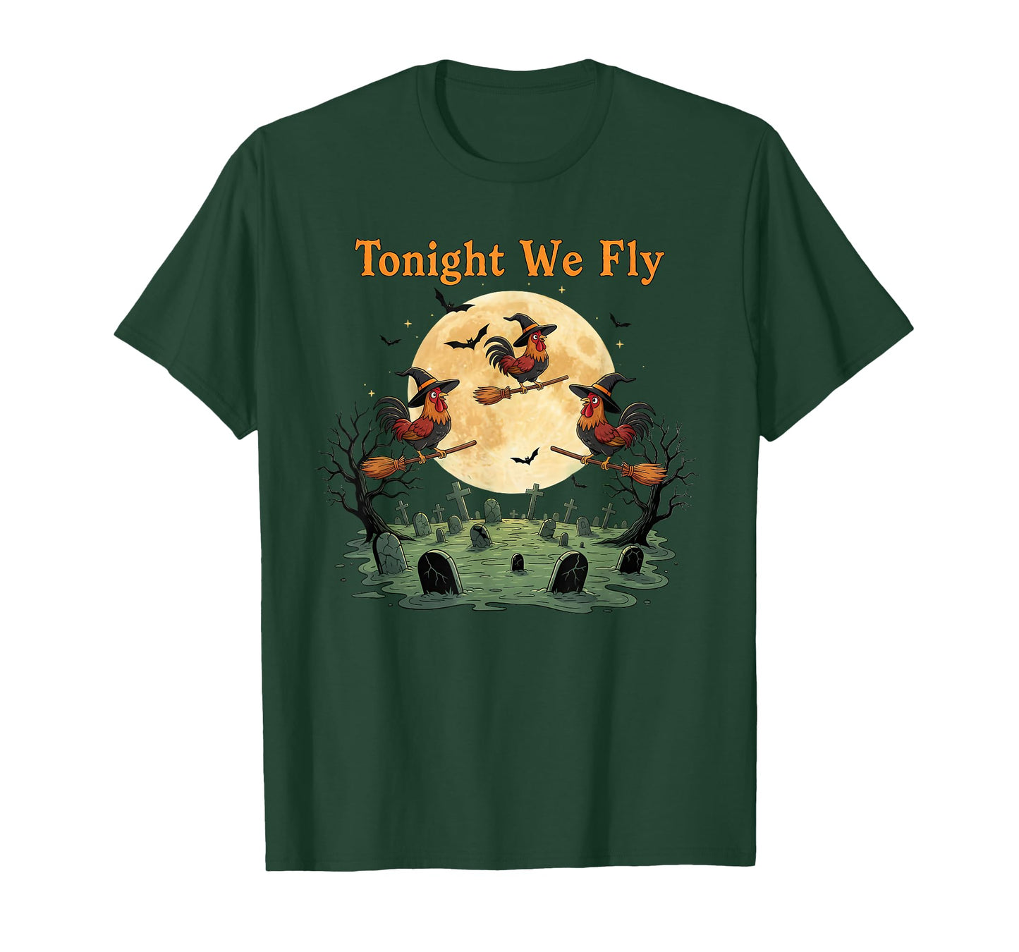 Funny Chicken Halloween Tonight We Fly Farm T-Shirt