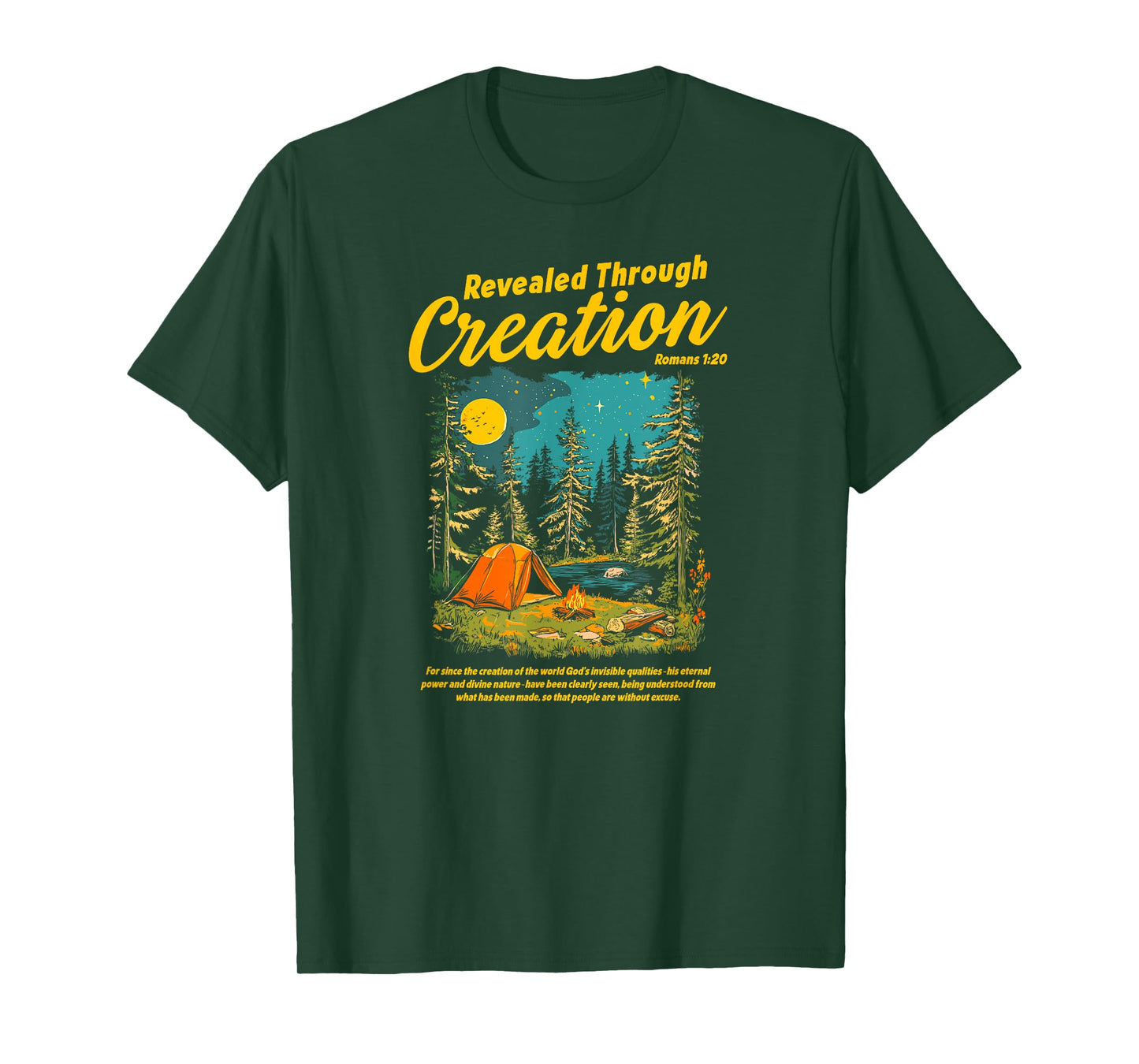 Through Creation Romans 1:20 Bible Verse Christian Camping T-Shirt