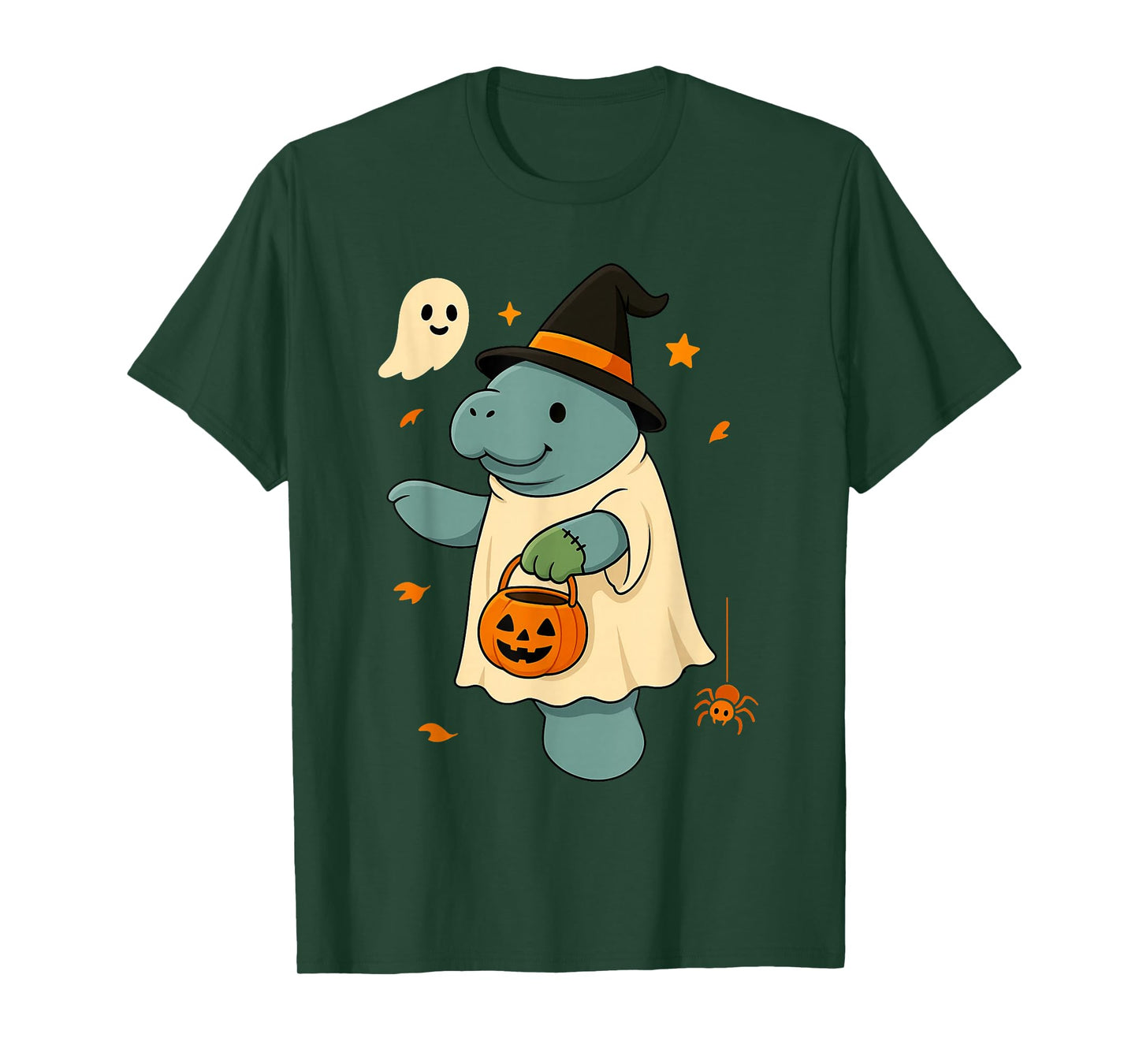 Cute Manatee Ghost Zombie Witch Halloween Costume Kids T-Shirt