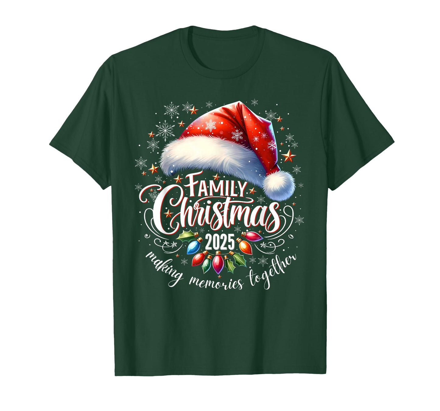 Family Christmas 2025 Xmas Lights Santa Snowflake Pajamas T-Shirt