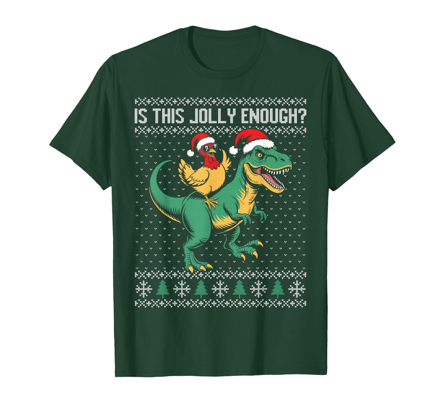 is This Jolly Enough, Christmas Chicken Riding Dinosaur T-Shirt