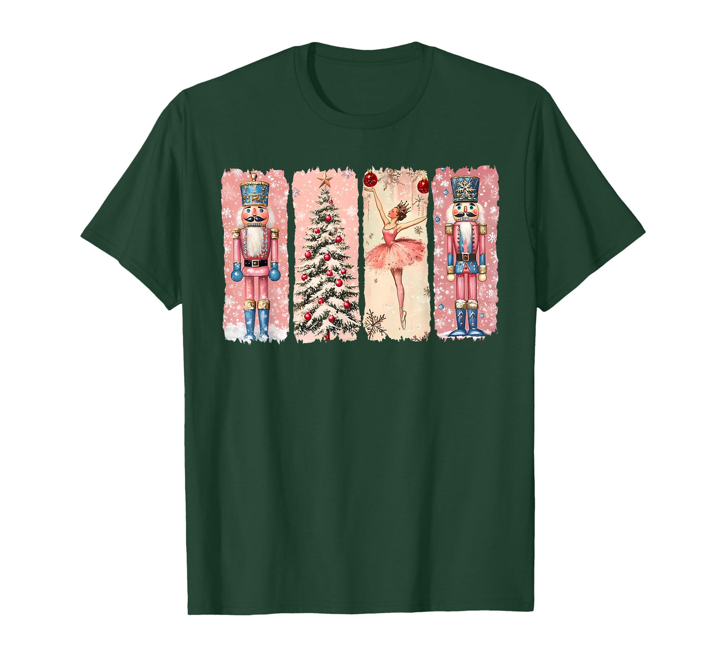 Retro Nutcracker Ballet Pink Christmas Xmas Vibes Women Kids T-Shirt
