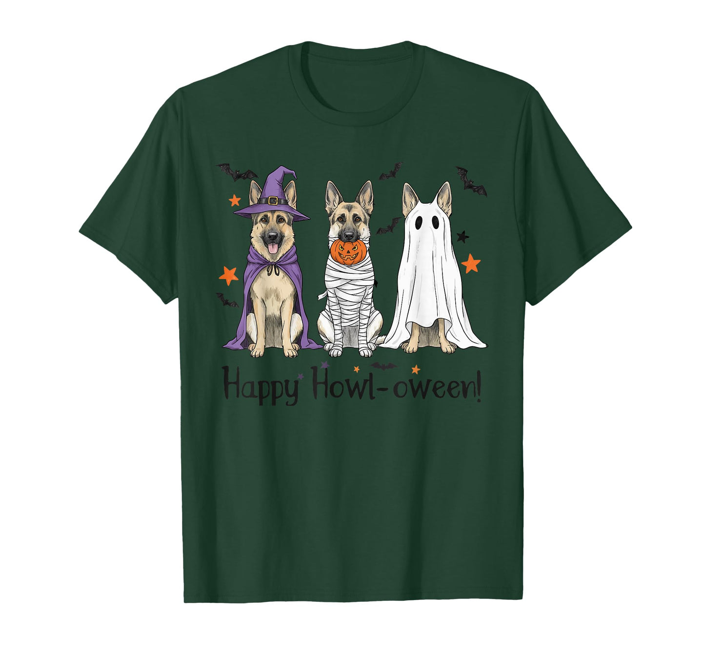 German Shepherd Halloween Witch Mummy Ghost Dog Lover T-Shirt