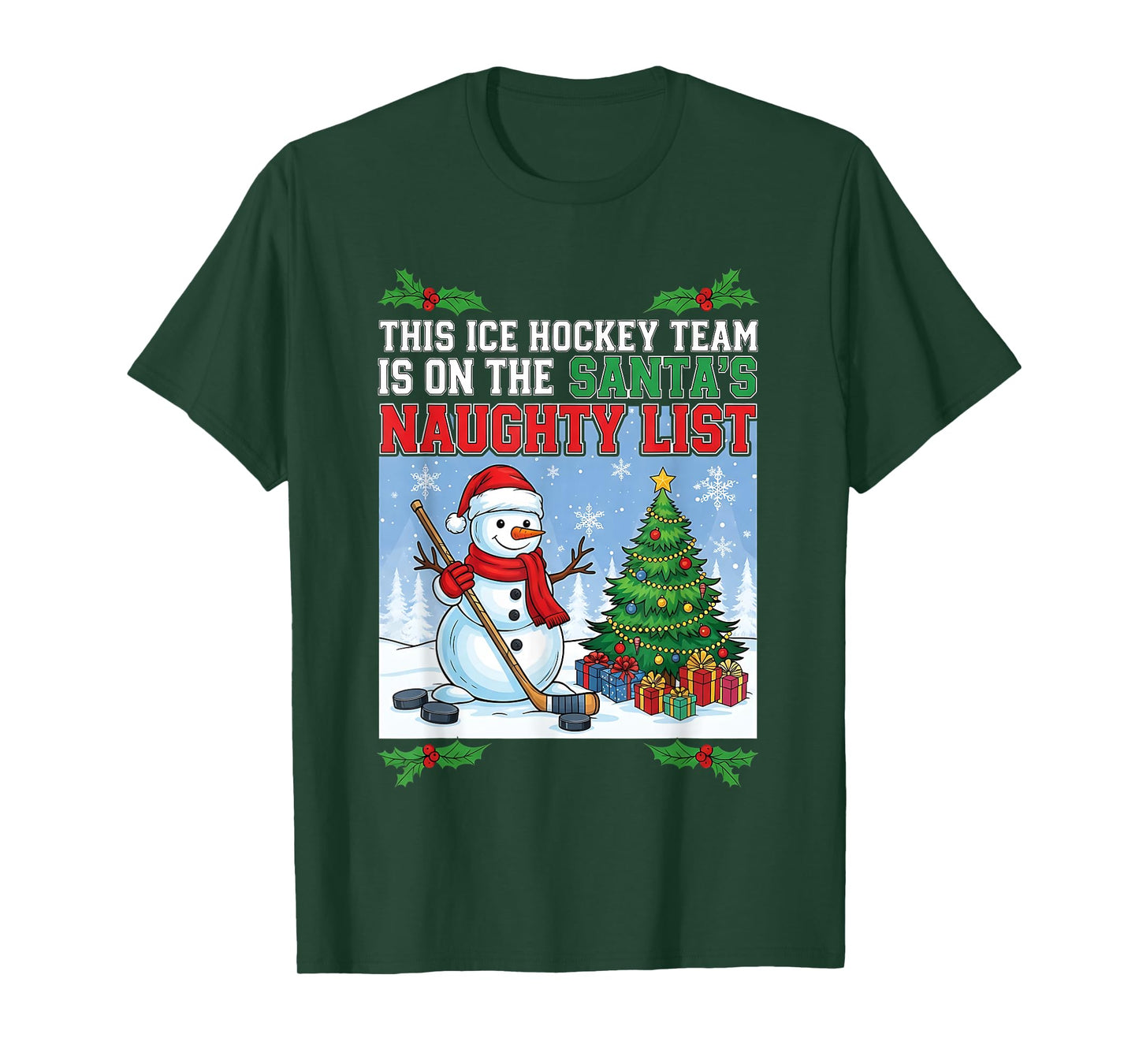 Team Trending Ice Hockey Santa’s Naughty List Christmas T-Shirt