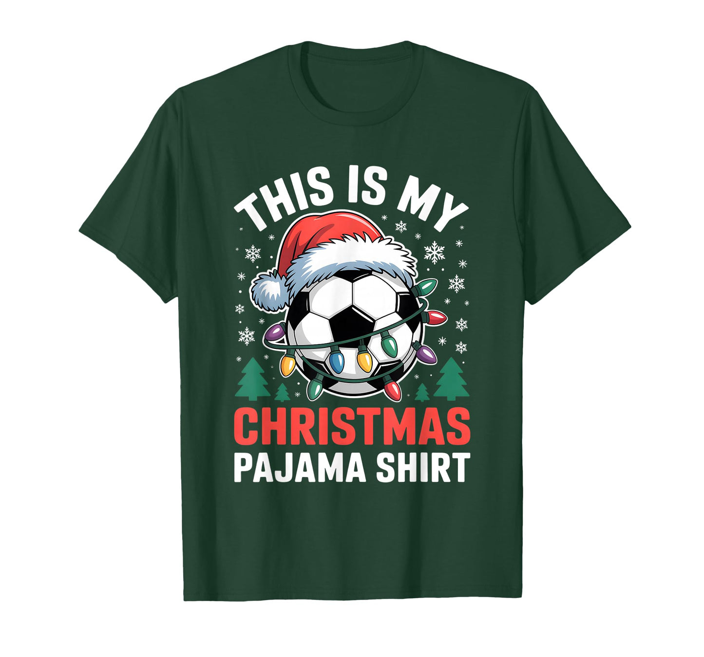 My Christmas Soccer Pajama Shirt Santa Xmas Lights Men Boys T-Shirt