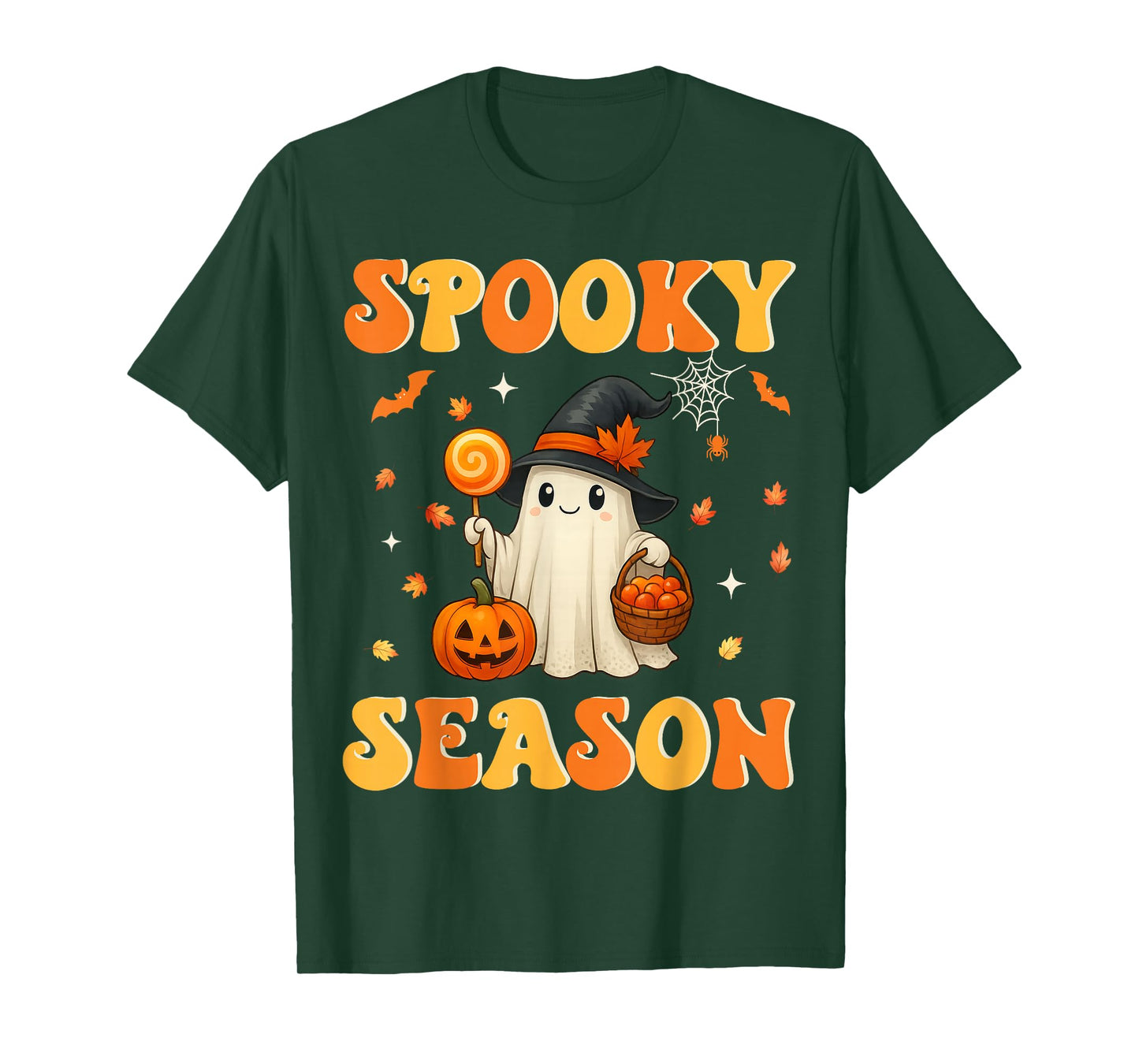 Spooky Season Retro Happy Halloween Ghost Women Girl T-Shirt