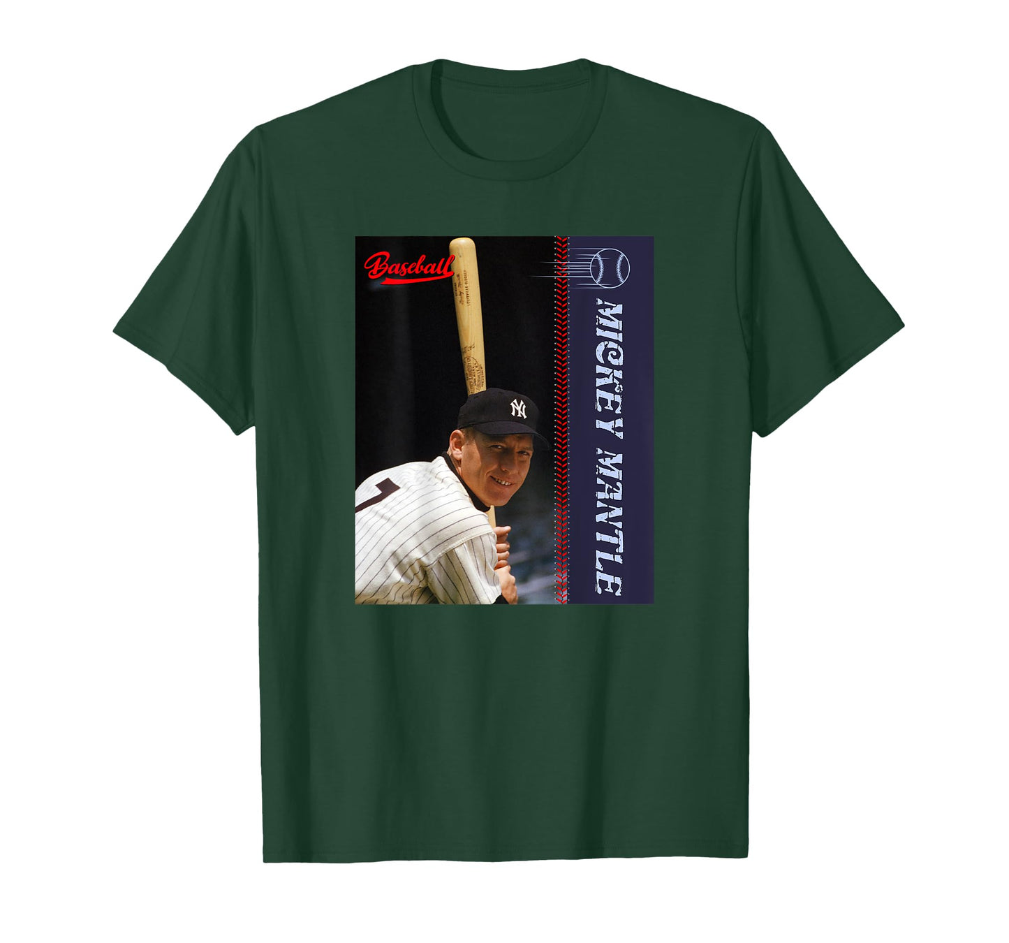 Mickey Mantle_Baseball_001_Back Printed T-Shirt