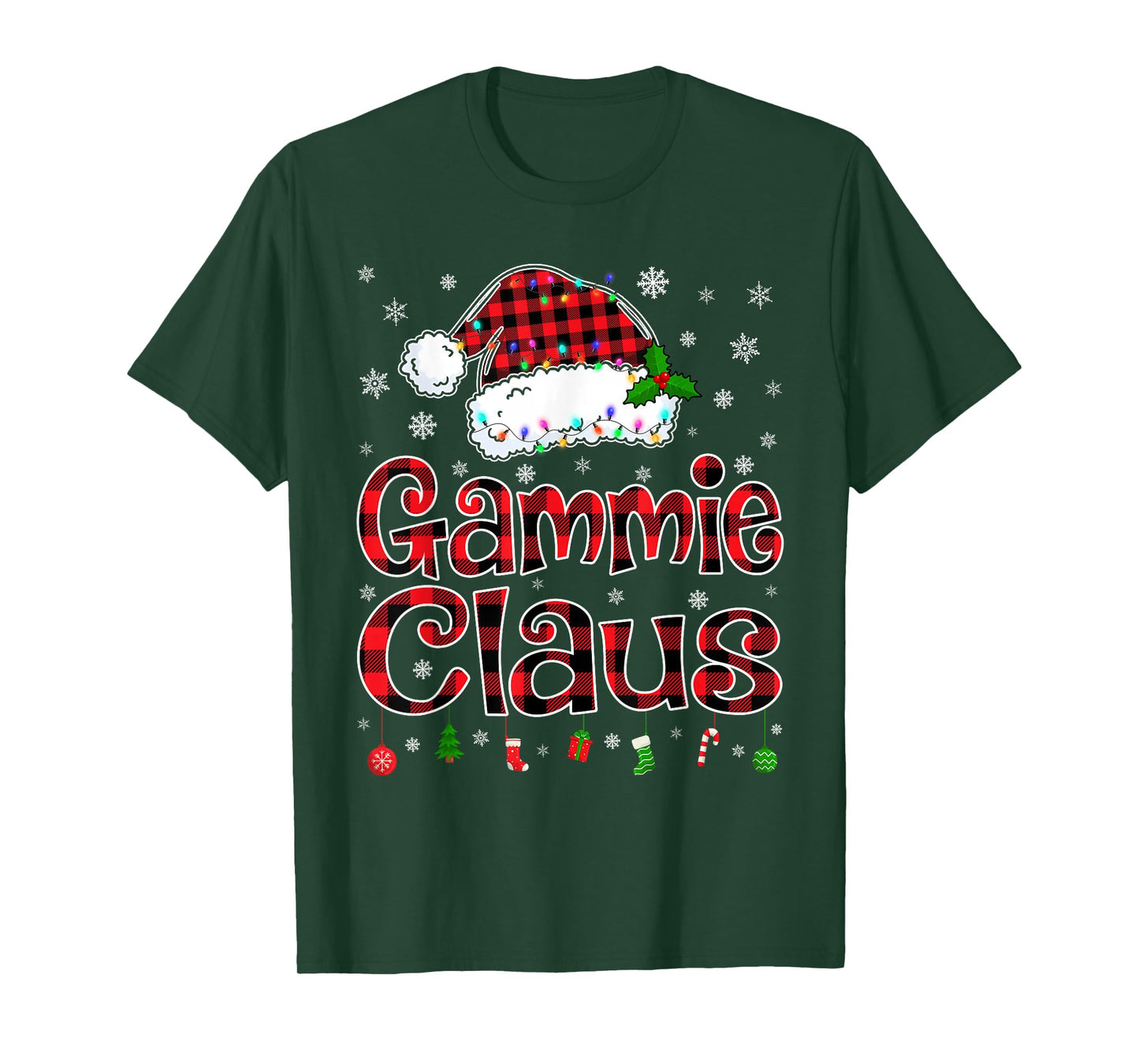 Gammie Claus Christmas Lights Xmas Pajama Matching Family T-Shirt