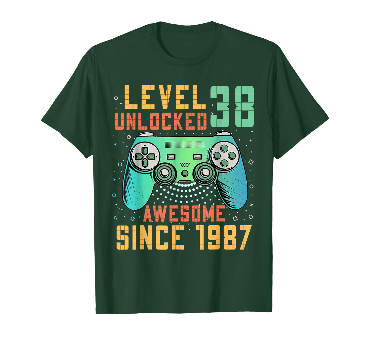 38th Birthday Gamer 38 Year Old Bday Men Game Level Unlocked T-Shirt