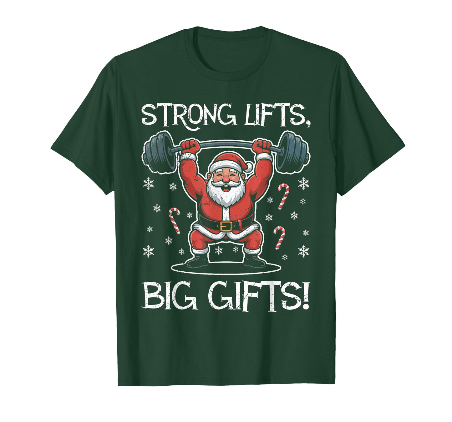 Santa Claus Strong Lifts Big Gifts Funny Gym T-Shirt