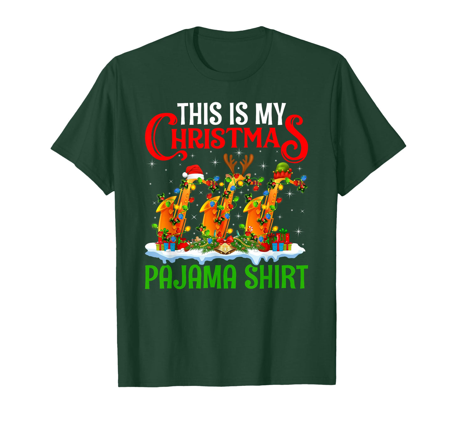 Saxophone Xmas Lights This is My Christmas Pajamas T-Shirt