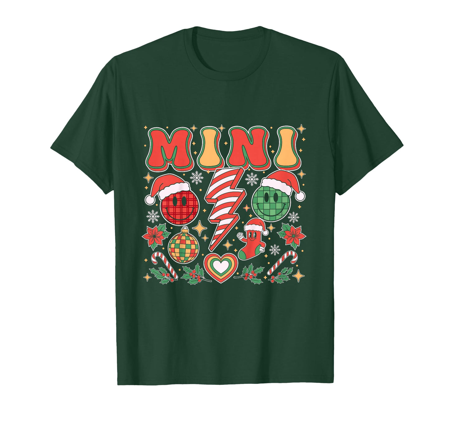 Retro Christmas Mini Family Matching Cute Santa Smile Face T-Shirt