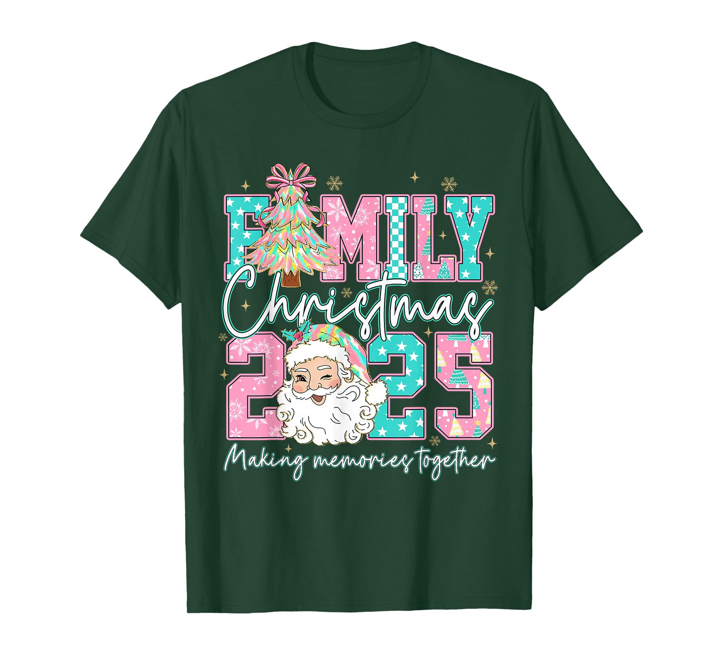 Family Christmas 2025 Santa Holiday Xmas Tree Coquette Bow T-Shirt