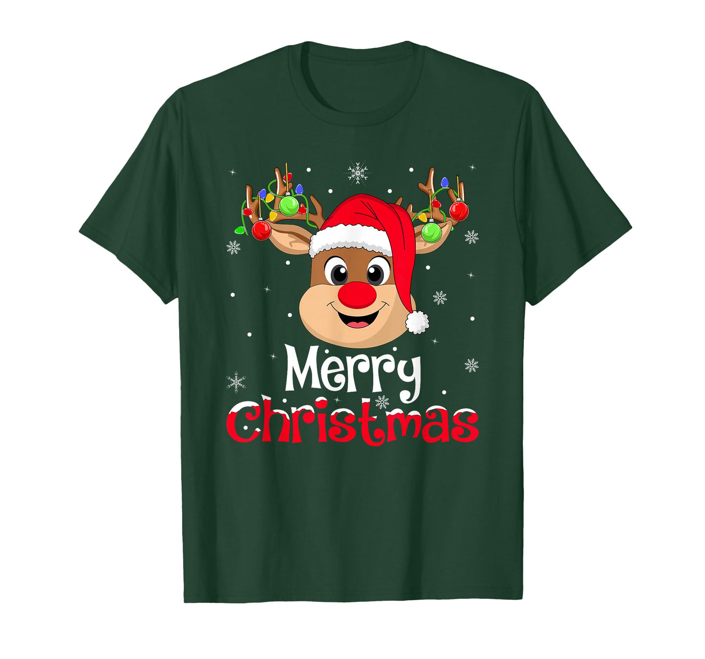 Reindeer Merry Christmas Family Men Women Kids Xmas T-Shirt