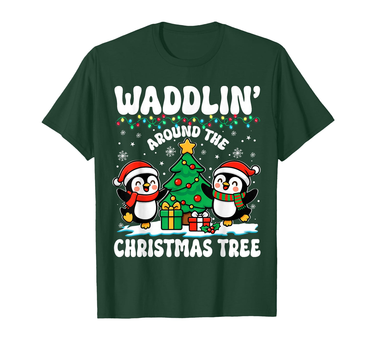 Christmas Penguin Waddlin Around The Christmas Tree Kids Boy T-Shirt