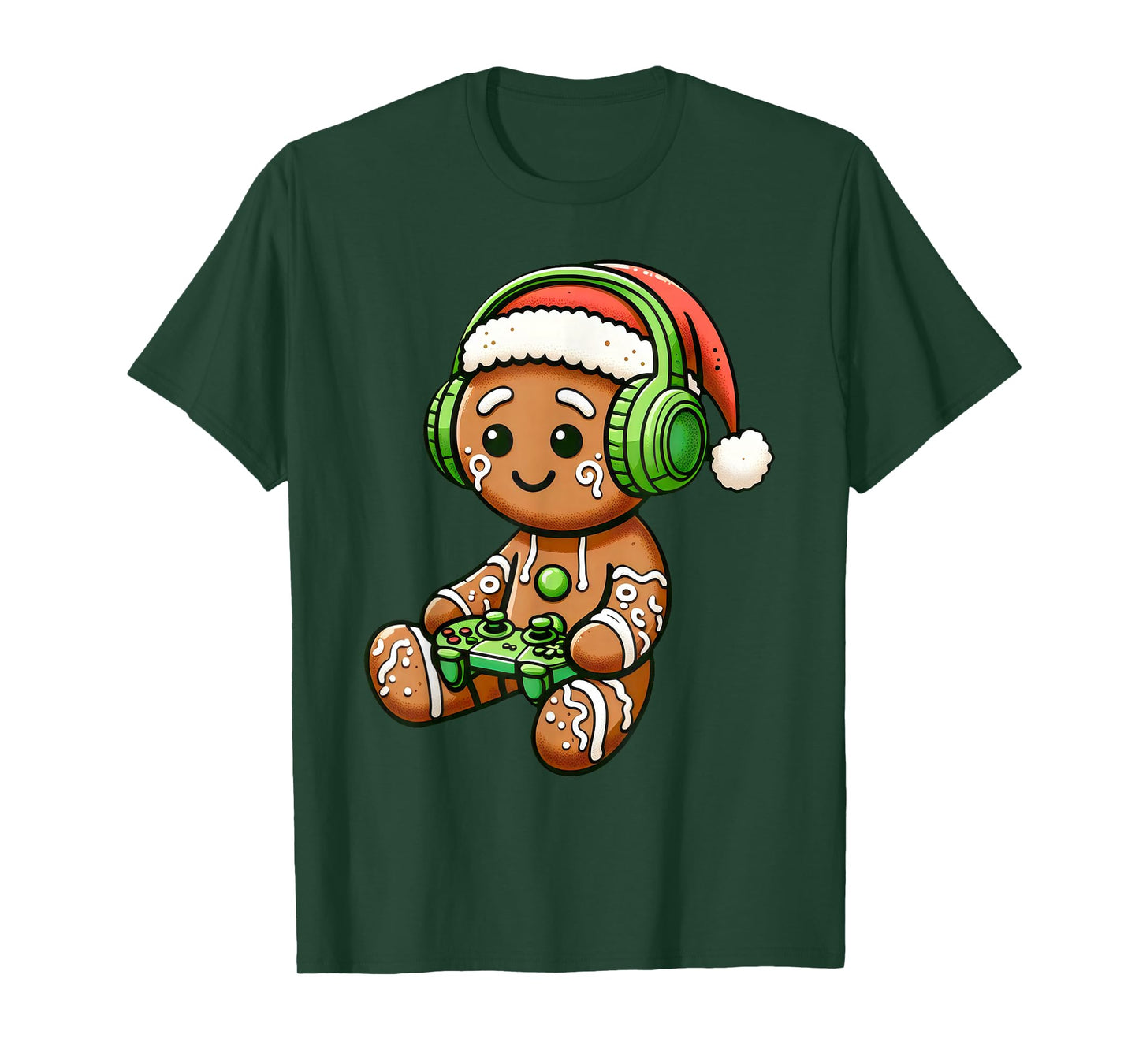 Christmas Gamer Gingerbread Santa Hat Xmas Gaming Men Boys T-Shirt