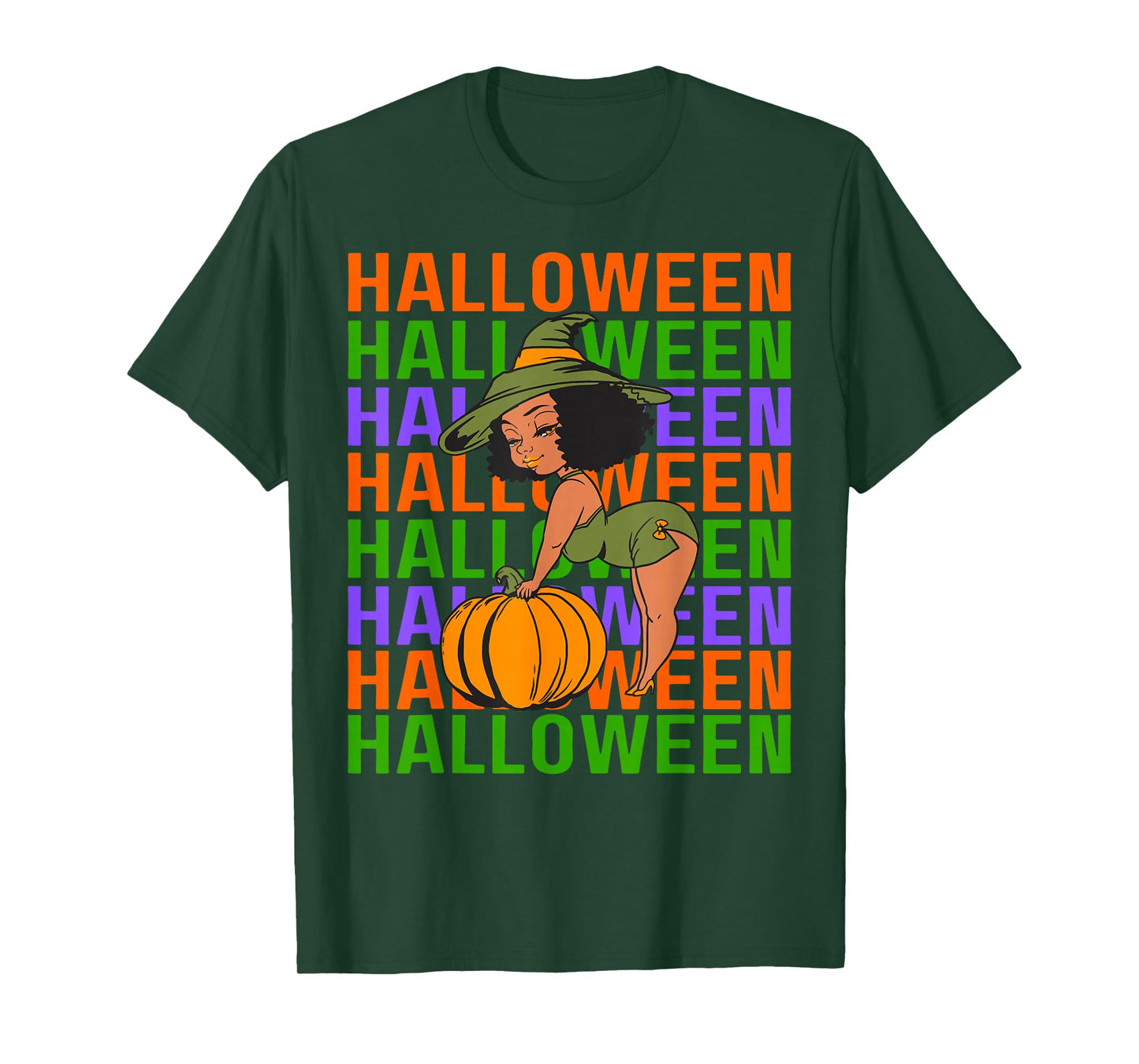 Funny Melanin Halloween Black Girl Magic Scary Witch Costume T-Shirt