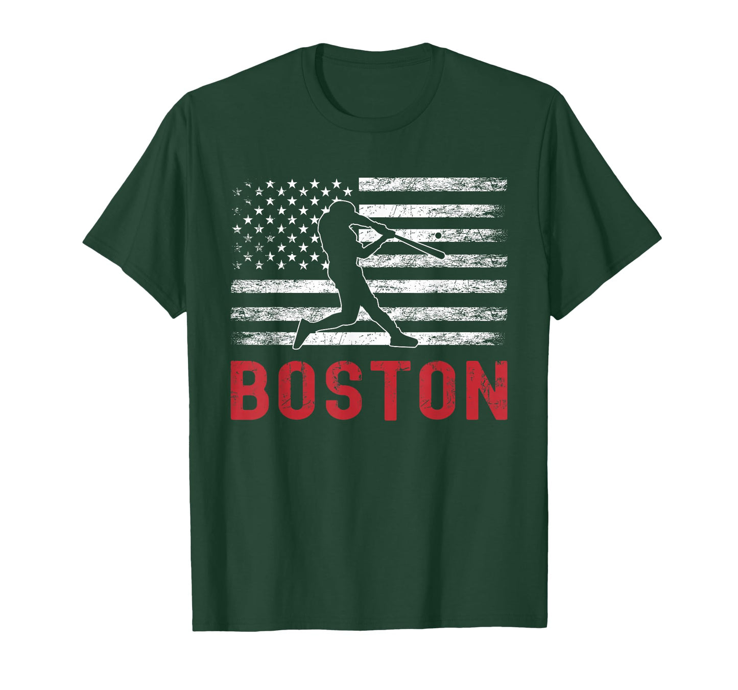 Boston Massachusetts American Flag Baseball Weathered T-Shirt