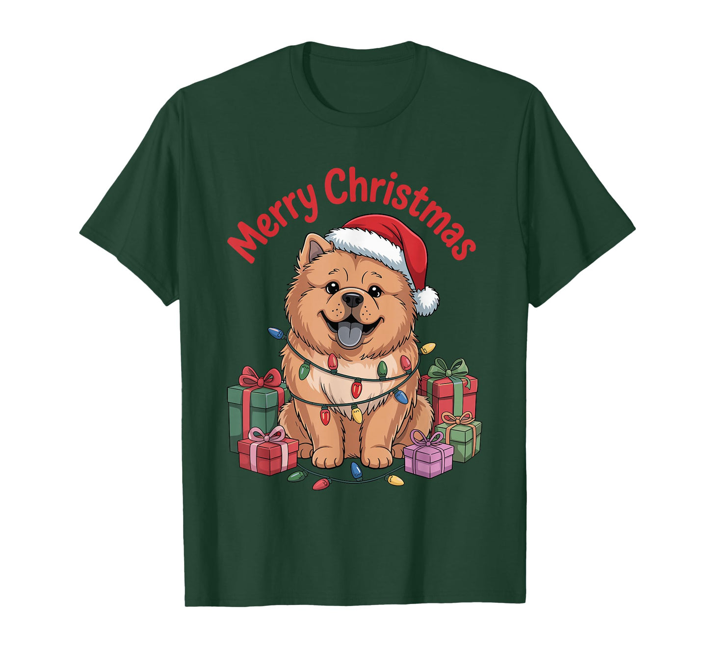 Cute Chow Chow Santa Hat Christmas Xmas Dog Lovers Holiday T-Shirt