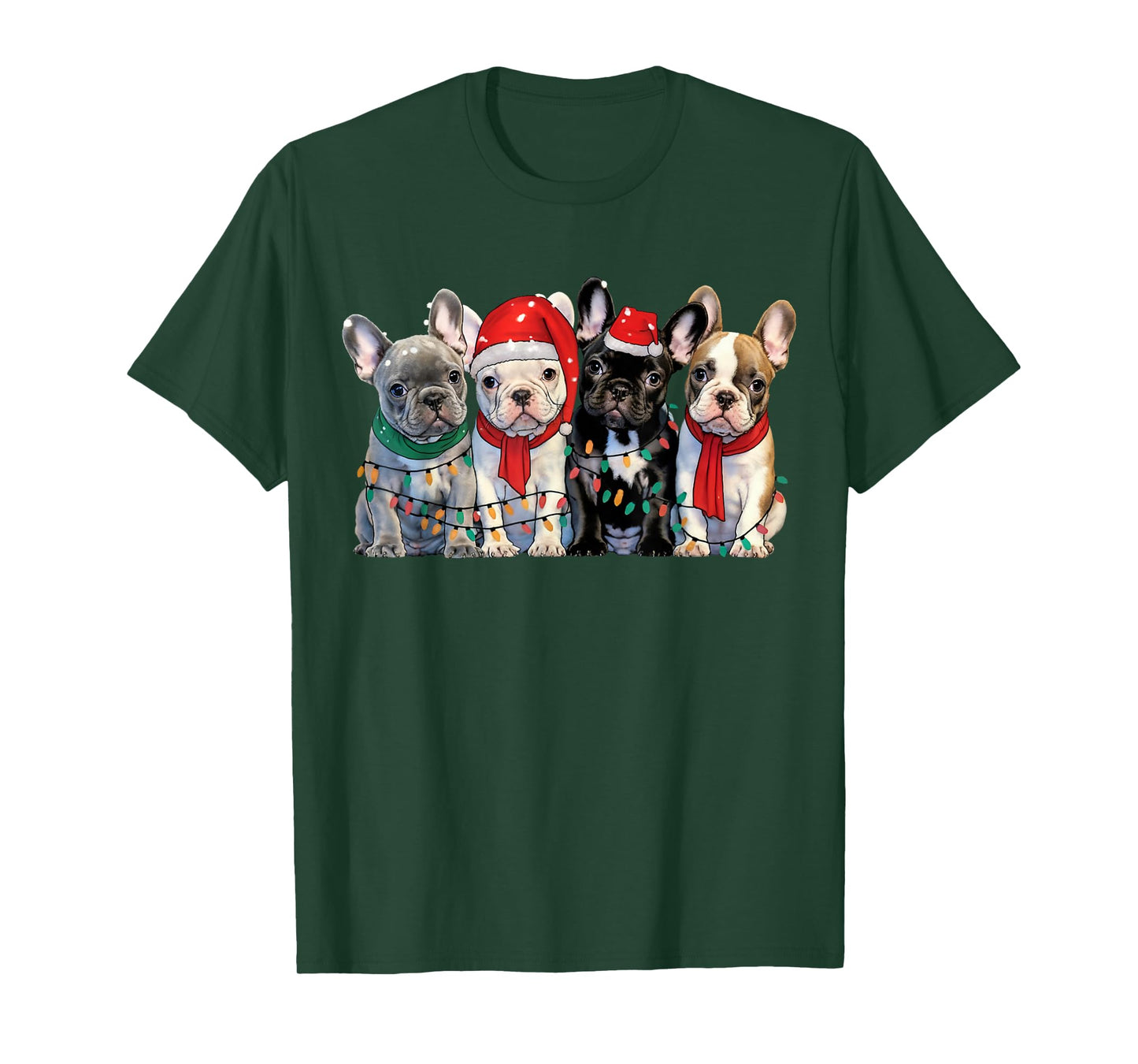 French Bulldog Christmas Lights Xmas Dog Men Women Kids T-Shirt