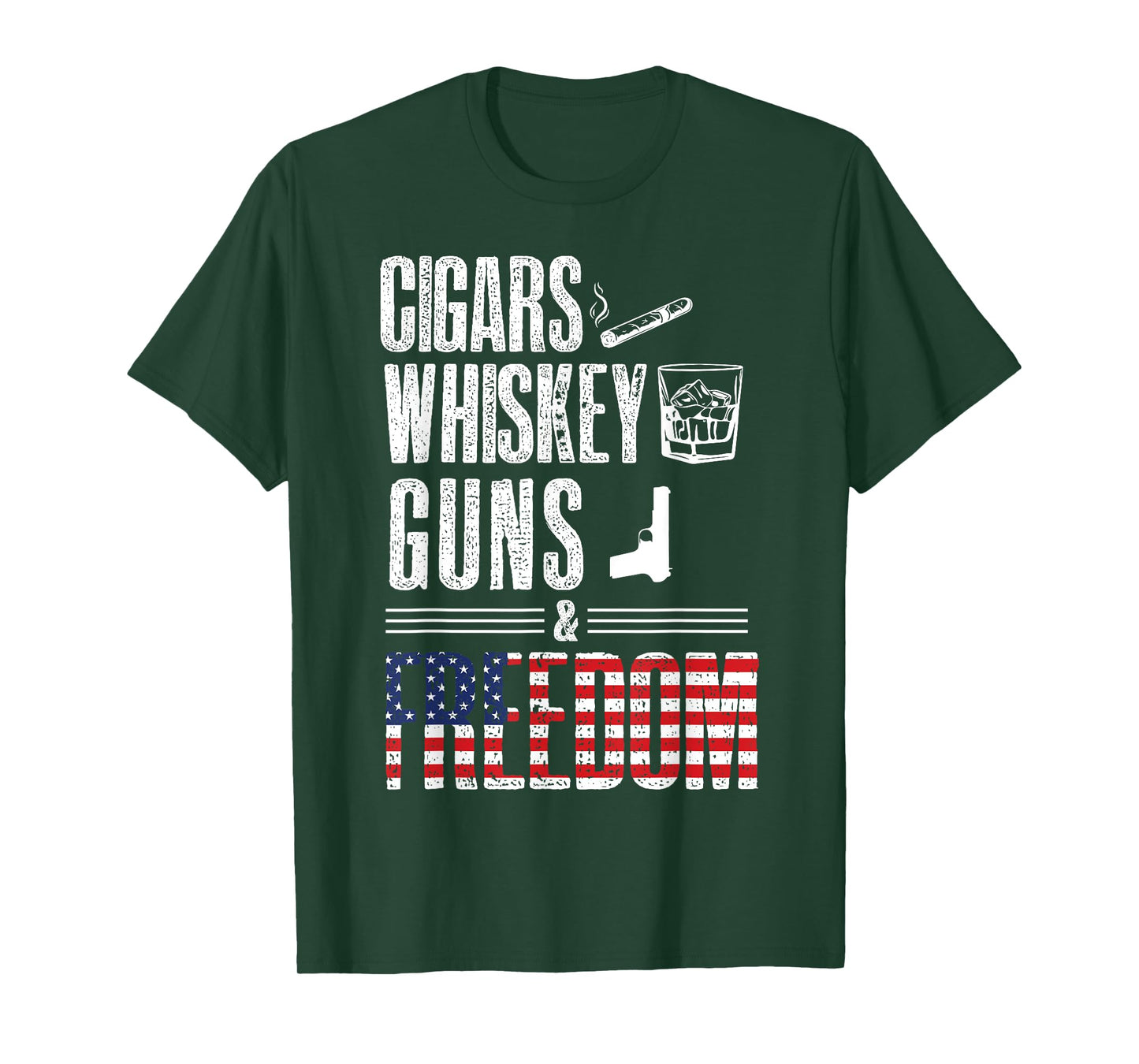 Cigars Whiskey Guns Freedom Shirt - Funny U.S Flag Graphic T-Shirt