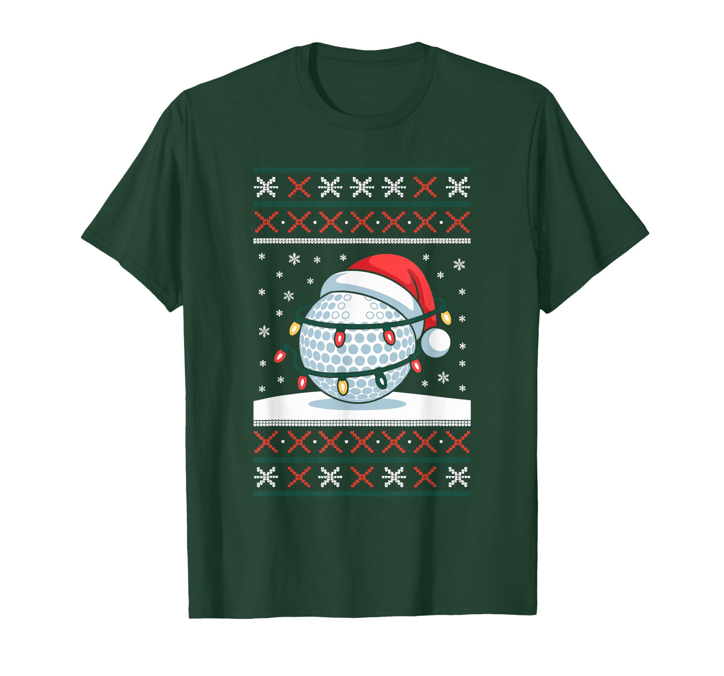 Golf Ball Santa Hat Ugly Christmas Sweater Golfer Golfing T-Shirt