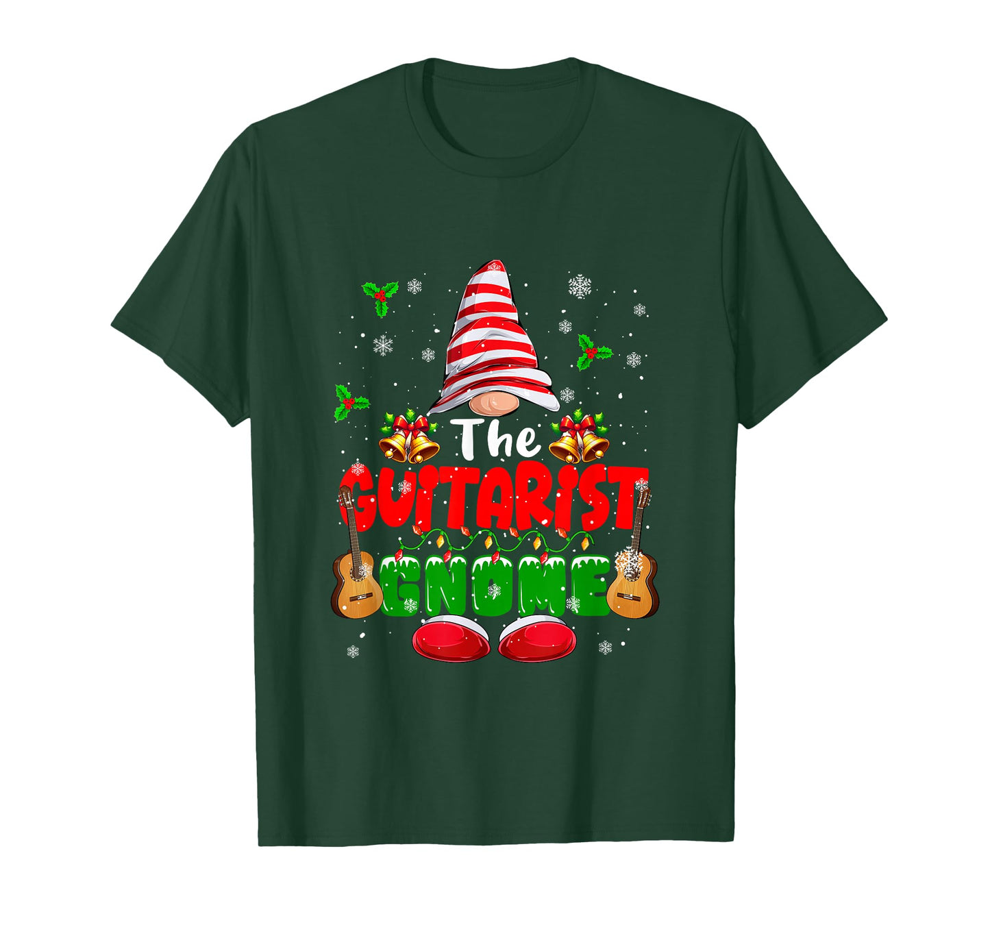 The Guitarist Gnome Christmas Colorful Costume Job Team T-Shirt