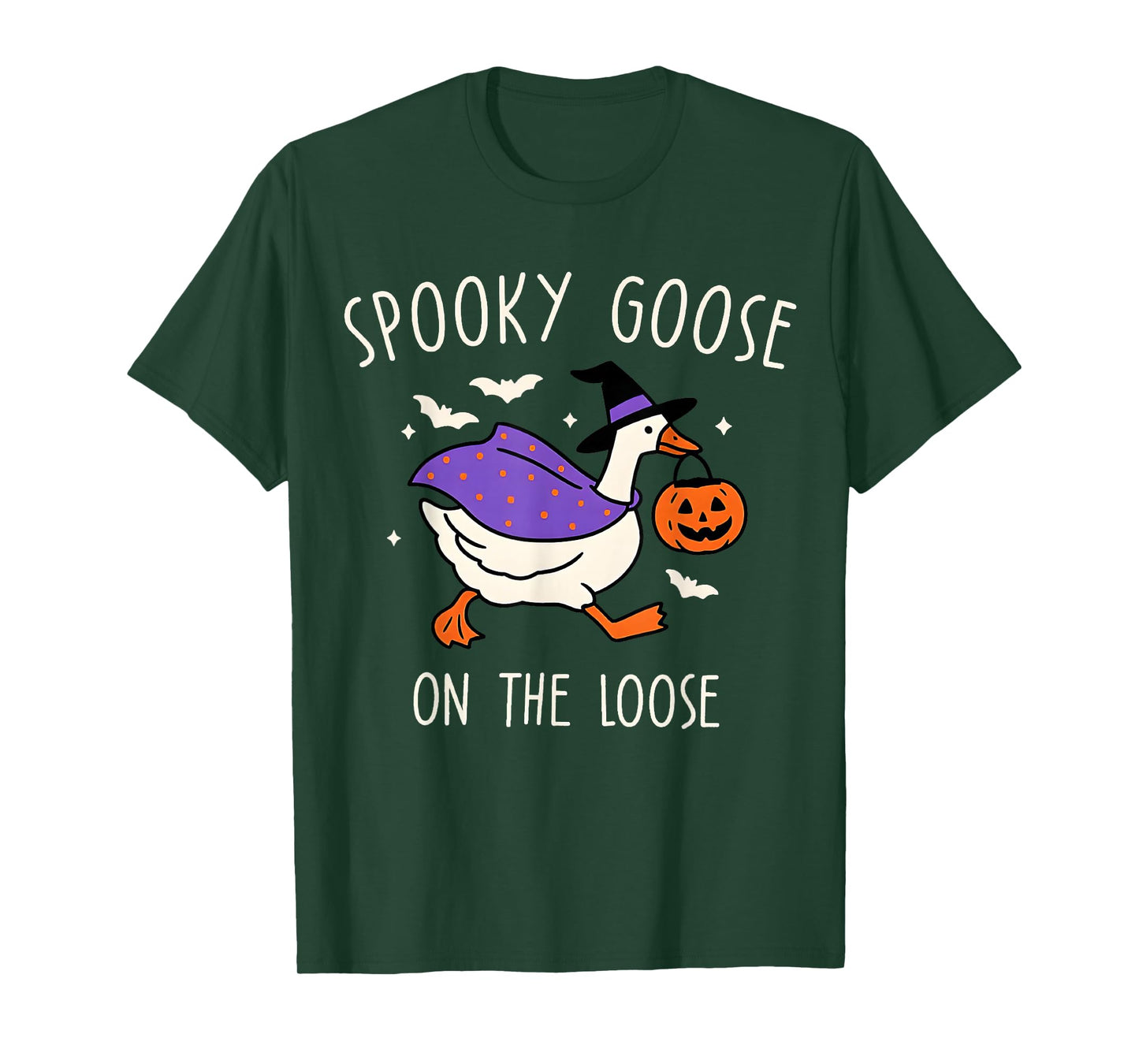 Spooky Goose On The Loose Witch Silly Goose Animal Halloween T-Shirt