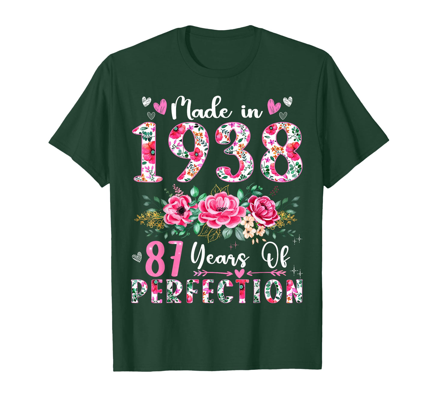 87 Year Old Made In 1938 Floral 87th Birthday Women T-Shirt