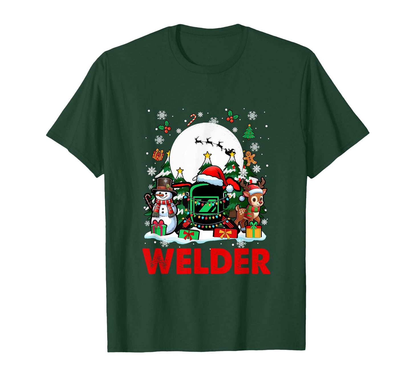Welder Job Tools Santa Snowmen Reindeer Christmas Trees T-Shirt