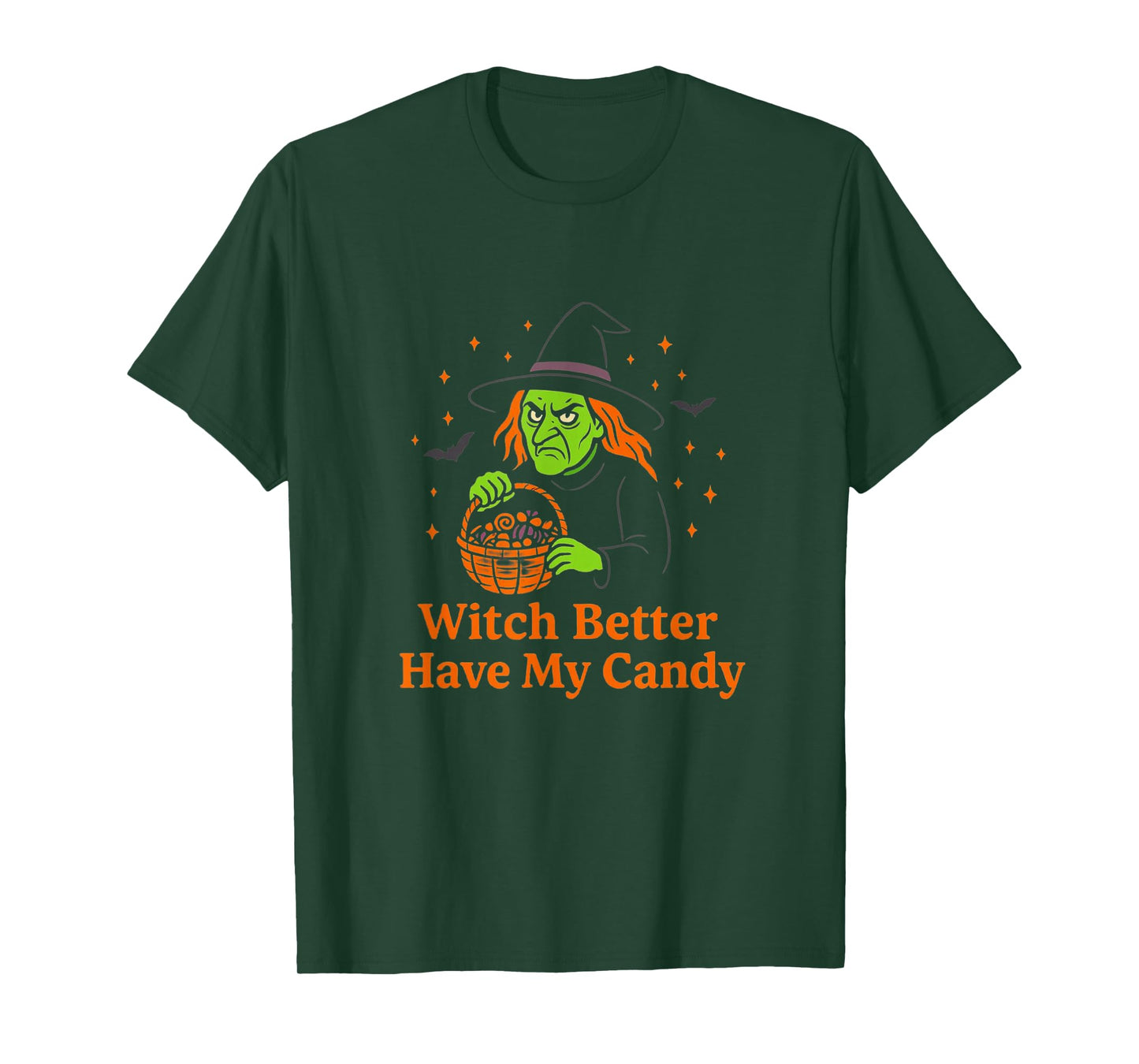 Halloween, Angry Witch Holding Candy Basketball, Spooky & Fun T-Shirt
