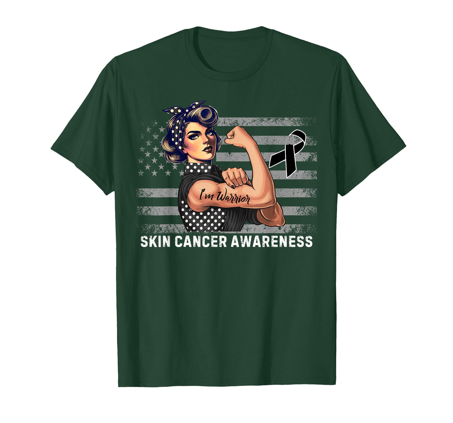 Melanoma Survivor Vintage USA Flag Skin Cancer Awareness T-Shirt