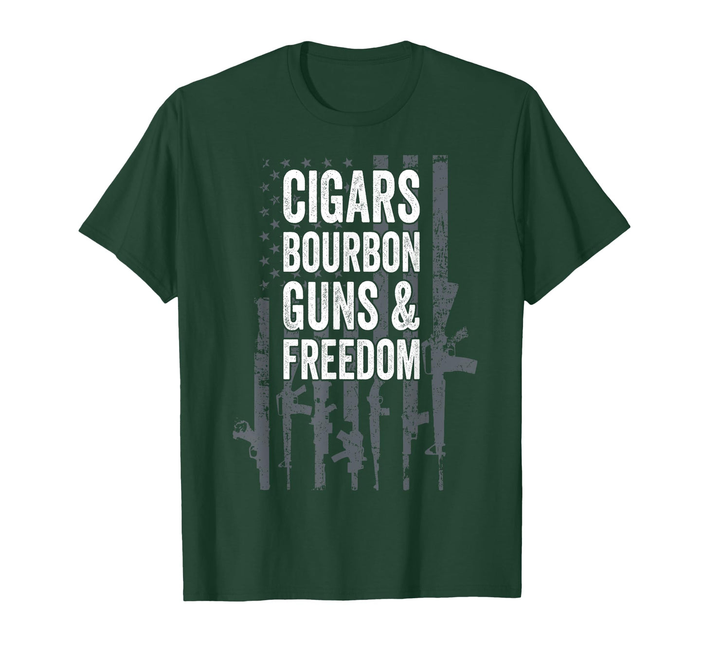 CIGARS BOURBON GUNS & FREEDOM - Funny USA Flag Drinking Women Men T-Shirt