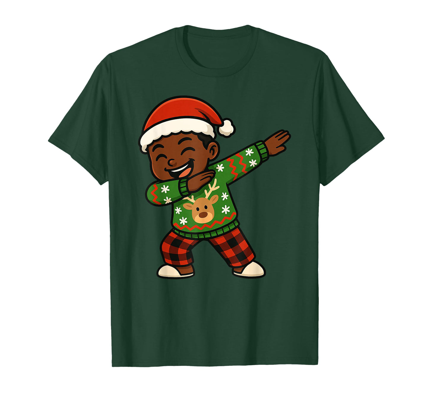 Funny Black Kid Xmas Dabbing Merry Christmas Santa Boys Girl T-Shirt