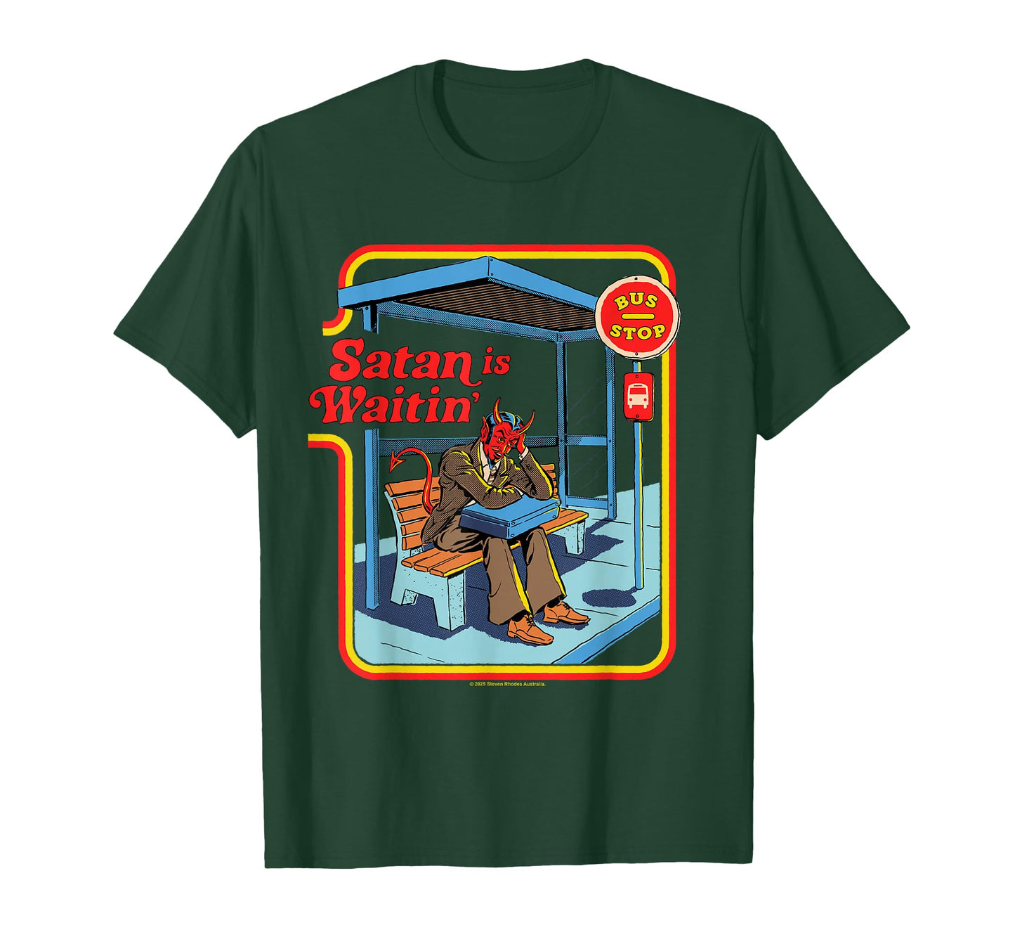 Satan is Waitin Devil Sarcastic Vintage Funny Adult Humor T-Shirt