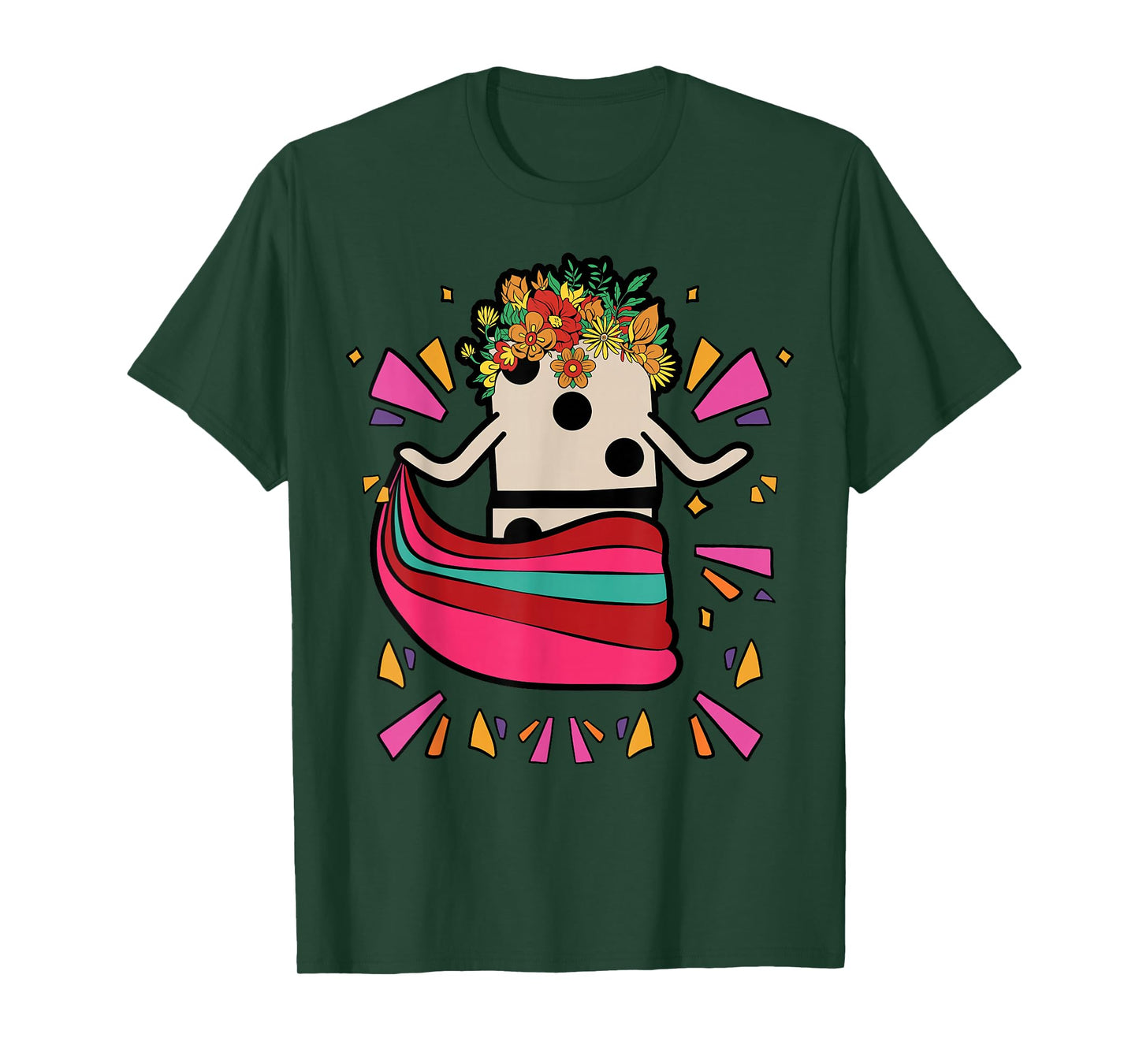 Dancing Mexican Train Domino Tile Flowers Funny T-Shirt